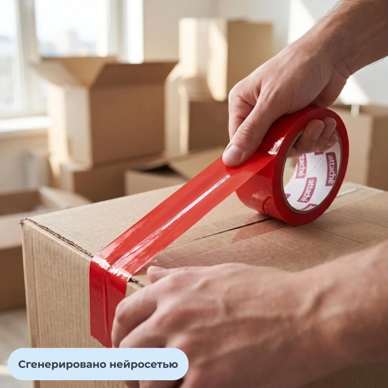 Клейкая лента одностор. упаковоч. ATTACHE 48мм х 66м 45мкм красный