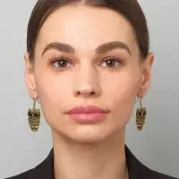 Серьги металл Art совушка, чёрные в чернёном золоте