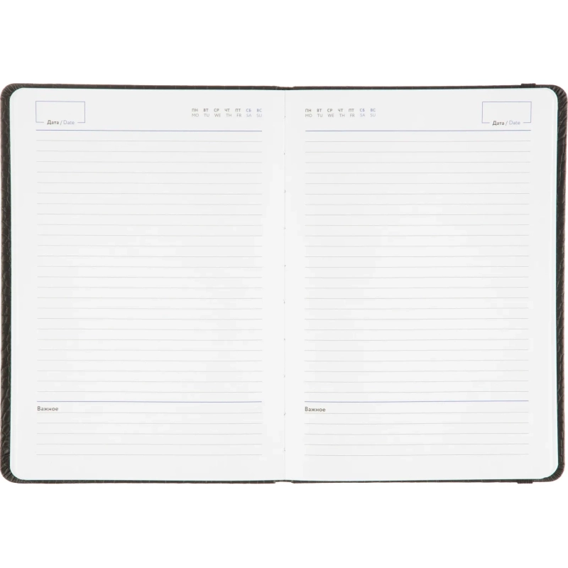 Ежедневник недатированный черный, рептилия, А5 136 л., ATTACHE