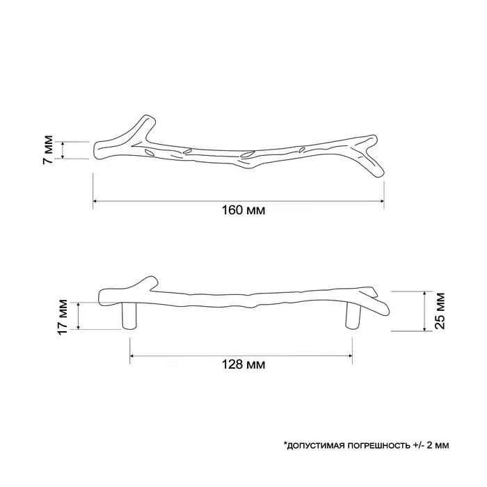 Ручка-скоба CAPPIO RSC009 &laquo;Ветка&raquo;, м/о 128 мм, цвет черный
