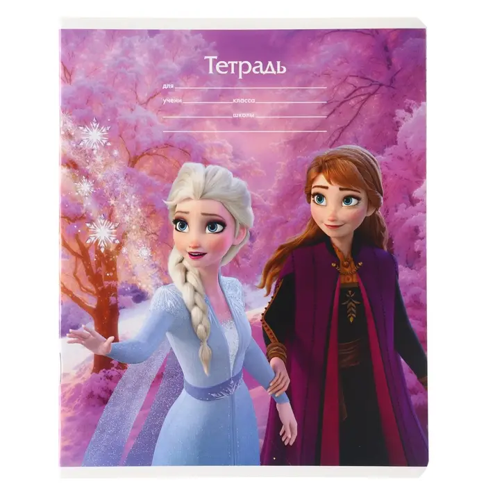 Тетрадь в клетку 18 листов, 5 видов МИКС, обложка мелованный картон, &laquo;Холодное сердце&raquo;