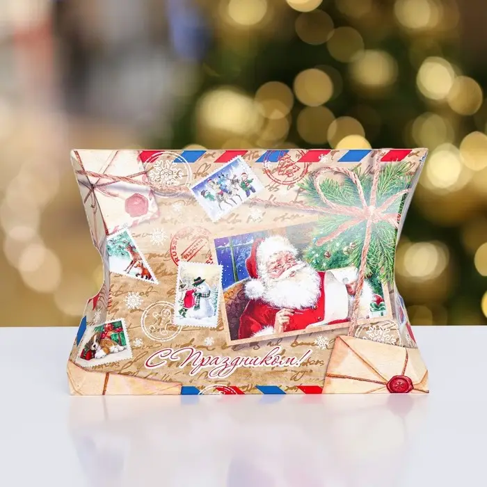 Коробка складная, подарочная новогодняя « Дед Мороз» 15×11×3 см