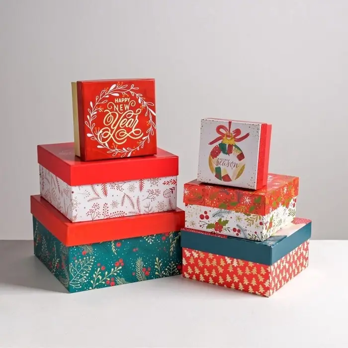 Набор подарочных коробок 6 в1 Happy new year, 10&times;10&times;6 - 20&times;20&times;11 см, Новый год