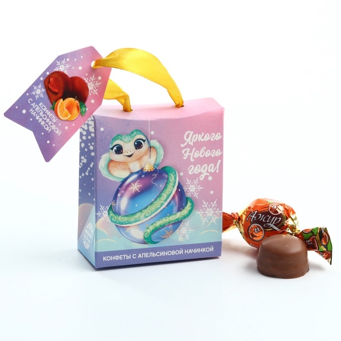 Конфеты в картонном пакете с ручкой Конфеты в картонном пакете с ручкой "Яркого Нового года", 30 г