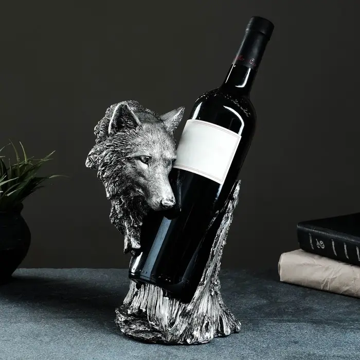 Подставка под бутылку &laquo;Волк&raquo;, 25&times;17&times;13 см, под сталь