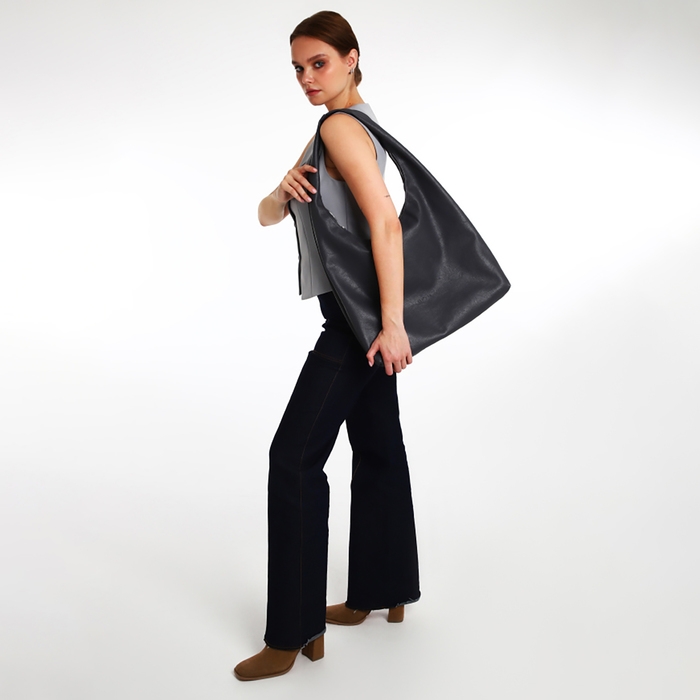 Сумка женская TEXTURA, мешок, большой размер, цвет серый