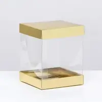 Коробка с PVC Мини &laquo;Золото&raquo; для цветов и подарков, 10&times;10&times;12 см