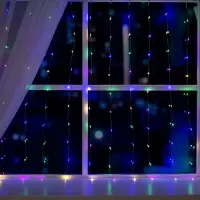 Гирлянда &laquo;Занавес&raquo; 1&times;1 м, роса, IP20, серебристая нить, 100 LED, свечение мульти, 12 В