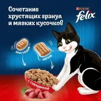 Сухой корм Felix &laquo;Двойная вкуснятина&raquo; для кошек, мясо, 1.3 кг
