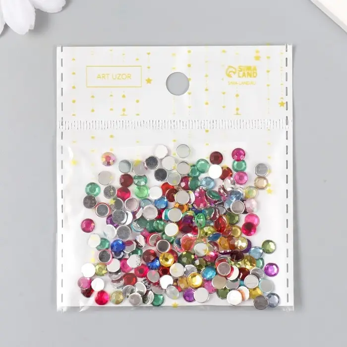 Набор декора для творчества стразы диаметр 0,5 см Набор декора для творчества стразы диаметр 0,5 см "Разноцветные" 12х12,5 см вес - 5 гр