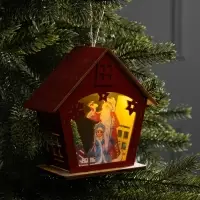 Подвеска световая &laquo;Дед Мороз и Снегурочка&raquo;, 16&times;7&times;15.5 см, 1 LED, от батареек AG10&times;3, свечение тёплое белое