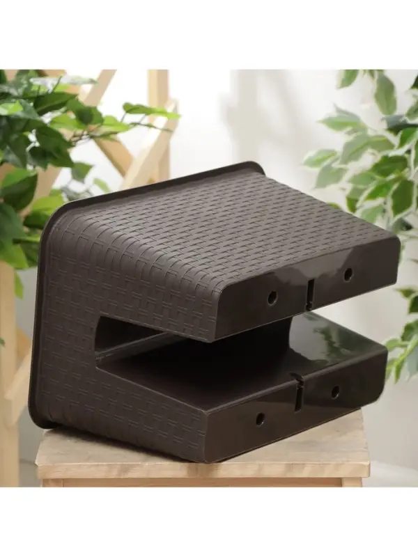 Ящик балконный &laquo;Ротанг&raquo;, 12 л, 39&times;27&times;23 см, пластиковый, на перила, тёмно-коричневый