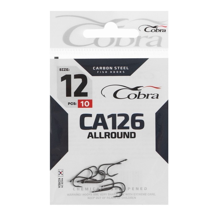 Крючки Cobra ALLROUND, серия CA126, № 12, 10 шт. Крючки Cobra ALLROUND, серия CA126, № 12, 10 шт.