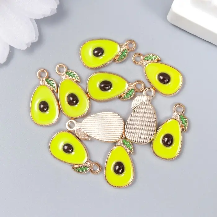 Декор для творчества металл, эмаль  Декор для творчества металл, эмаль "Авокадо" зелёный 1,7х1 см