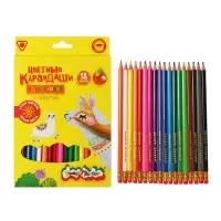 Карандаши цветные 18 цветов &laquo;Каляка-Маляка&raquo; СТИРАЕМЫЕ, с ластиком, трёхгранные, пластиковый корпус