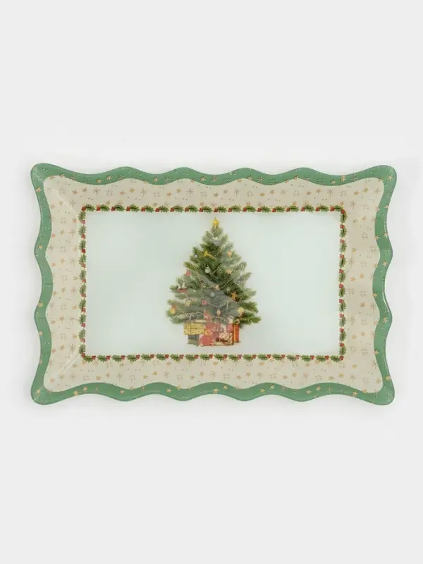 Блюдо прямоугольное "Рождественская ель" 29,5х19,5 см