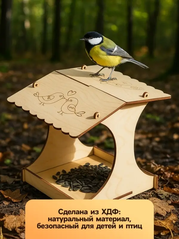 Кормушка - конструктор из ХДФ для птиц &laquo;Синичник&raquo;, своими руками, 24&times;18&times;18.5 см, Greengo