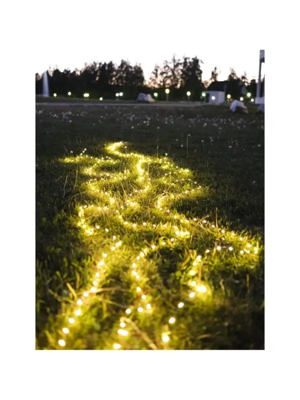 Гирлянда &laquo;Нить&raquo; 10 м, роса, IP20, серебристая нить, 100 LED, свечение тёплое белое, 12 В