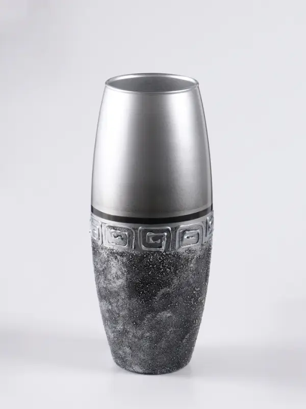 Ваза «Абстракция», полоса, овал, h=26 см, стекло, серо-чёрная Ваза «Абстракция», полоса, овал, h=26 см, стекло, серо-чёрная