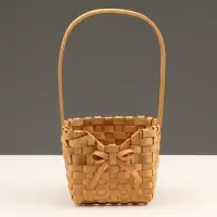 Корзина плетёная для хранения, 14&times;13&times;10.5 см, ручка h=15.5 см, секвойя, цвет натуральный