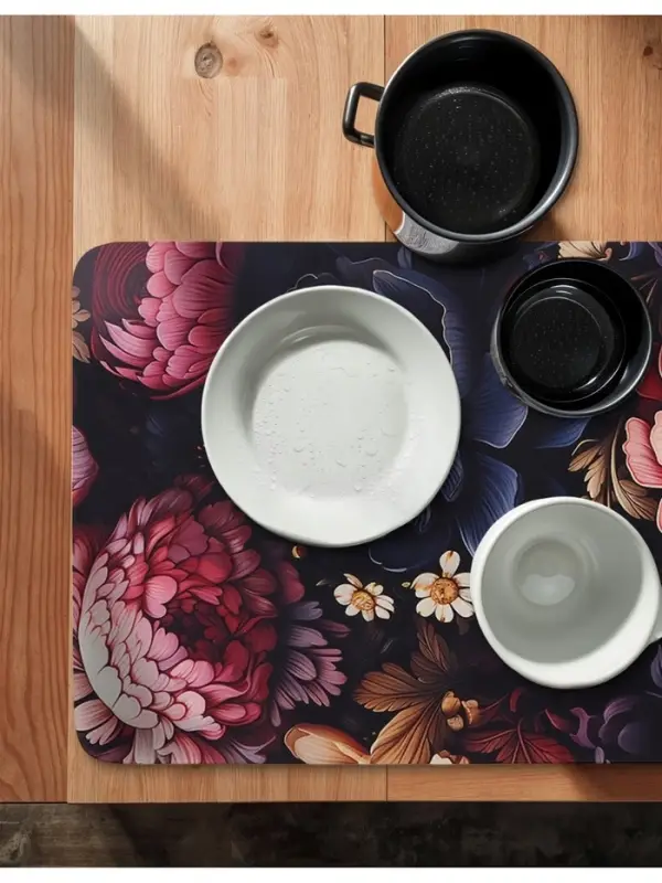 Коврик для дома Доляна Black Flowers, влаговпитывающий, 40&times;60 см