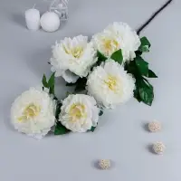Цветы искусственные &laquo;Пион кустовой&raquo;, 5 бутонов, 15&times;110 см, белые