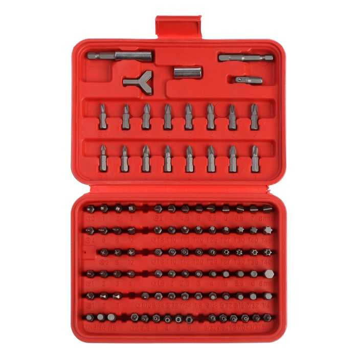 Набор бит Sparta, 100 шт, адаптеры для бит, CrV, в пластиковом боксе Набор бит Sparta, 100 шт, адаптеры для бит, CrV, в пластиковом боксе