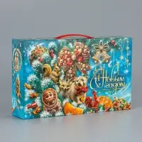 Подарочная коробка новогодняя "МалаХит" 25 х 5 х 15 см