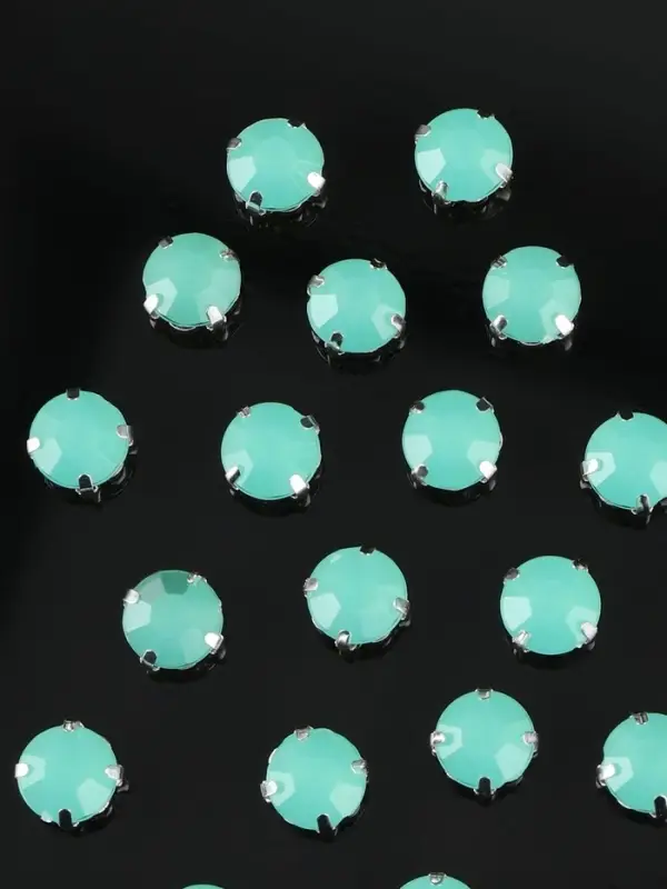 Стразы пришивные «Шатон», круглые, в цапах, d=10 мм, 20 шт., зелёные