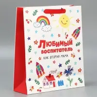 Пакет подарочный ламинированный, упаковка, &laquo;Любимый воспитатель&raquo;, M 25.5&times;30&times;9 см