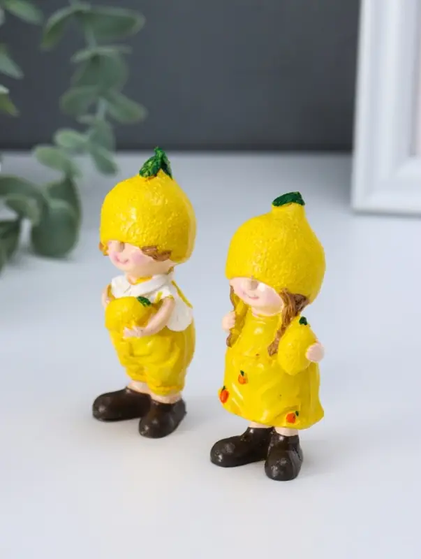 Сувенир полистоун "Малыши-лимончики" набор 2 шт 2,8х3,7х7,9 см