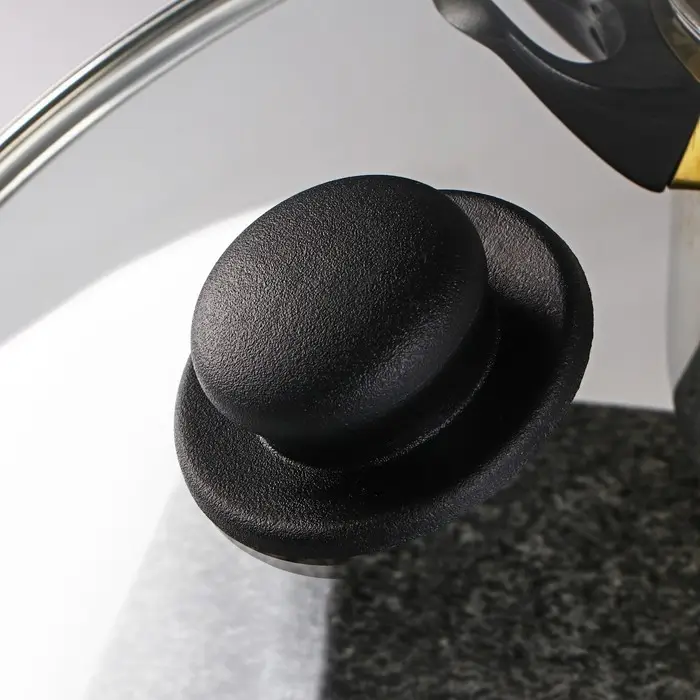 Крышка стеклянная для сковороды и кастрюли &laquo;Доляна&raquo;, d=32 см, нержавеющий обод, пластиковая ручка