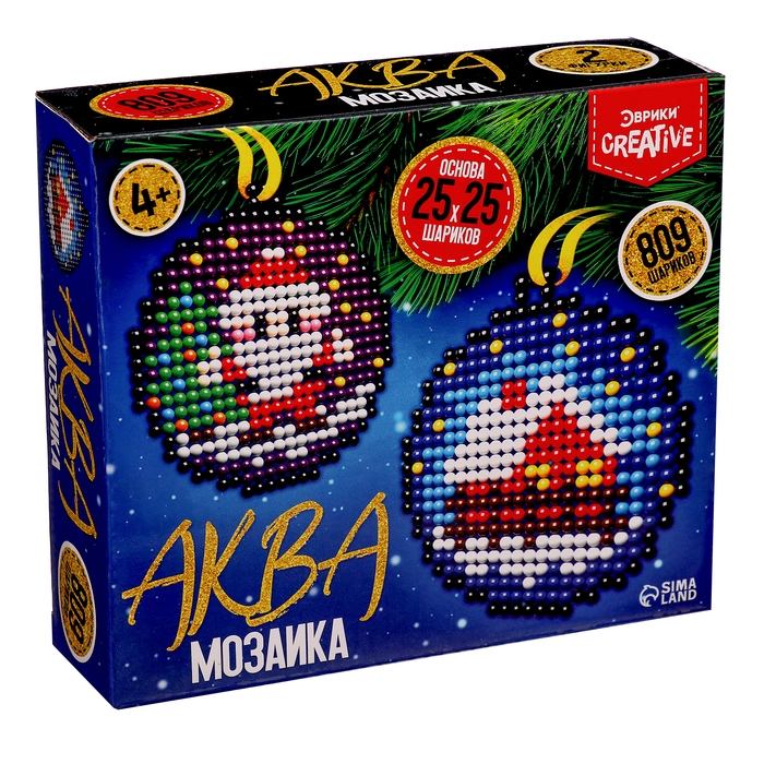 Аквамозаика «Подвесы с Дед Морозом и Домиком», 2 фигурки, 809 шариков Аквамозаика «Подвесы с Дед Морозом и Домиком», 2 фигурки, 809 шариков