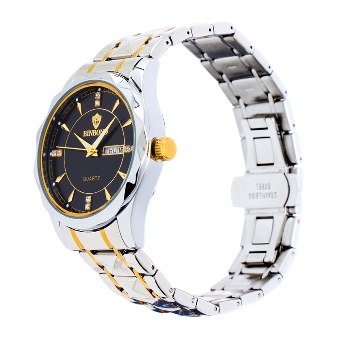 Часы наручные кварцевые мужские, с календарем, d-4.2 см, ремешок l-26 см, 3 АТМ