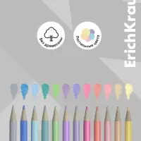 Карандаши механические 12 цветов ErichKrause Pastel Milky, шестигранные, 3 мм, с точилкой, в ПЭТ-боксе