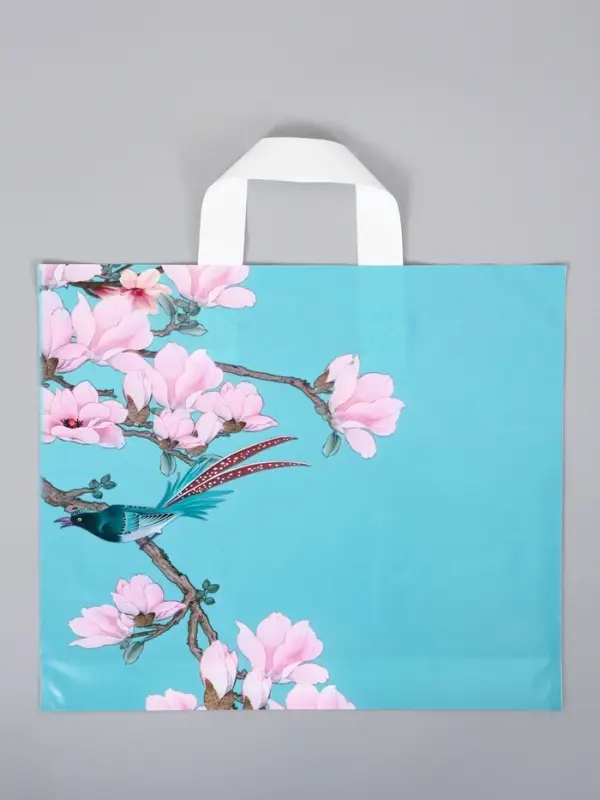 Пакет с петлевой ручкой "Сакура" 35 х 30 х 8, см, 60 мкм