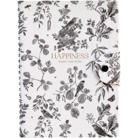 Бизнес-тетрадь Infolio 14x20см 96л клетка спираль Счастье серый I1673/black