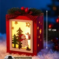 Ёлочная игрушка &laquo;Снеговик&raquo; 11&times;8 см, подвеска, от батареек AG10&times;3, свечение тёплое белое