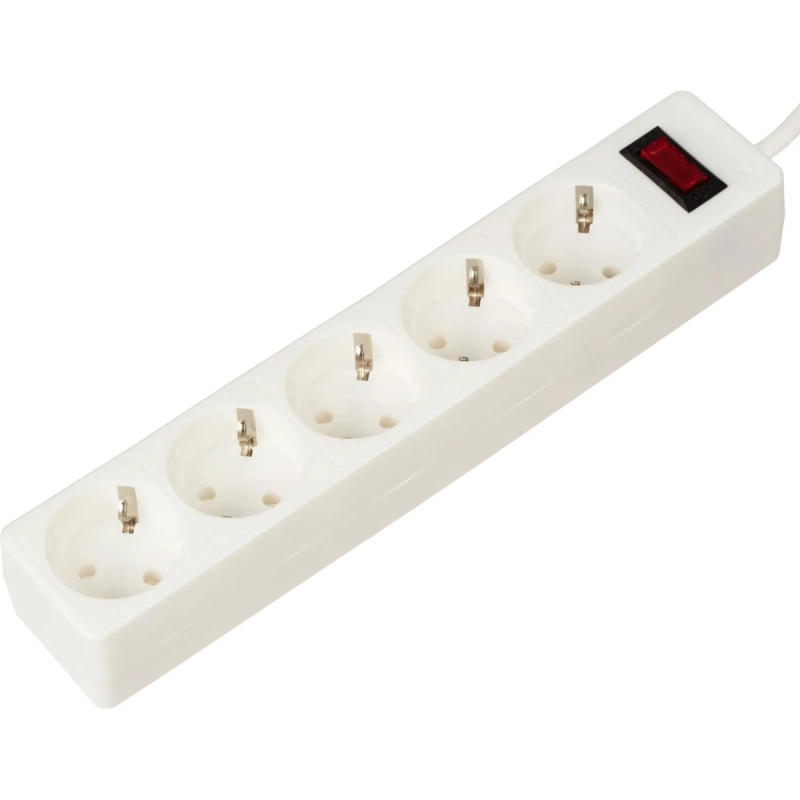 Сетевой фильтр BigTech STD-510-1,8-W (5р/1,8м/10А/2,2кВт/1мм2/белый)