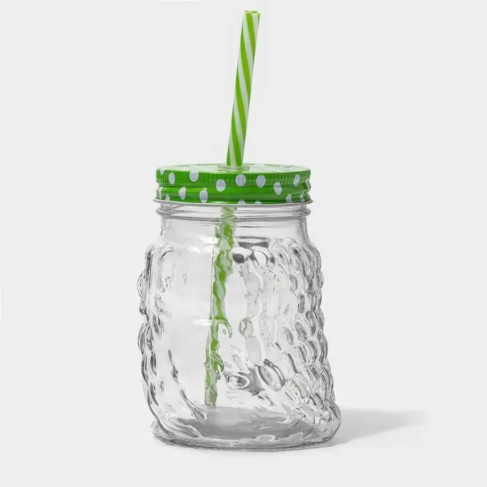 Кружка с крышкой и трубочкой &laquo;Сова&raquo;, 470 мл, 10&times;11.5&times;12.5 см, стекло, МИКС