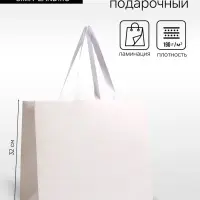 Пакет подарочный ламинированный горизонтальный &laquo;Белый&raquo;, 40&times;32&times;13 см
