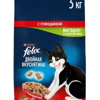 Сухой корм Felix &laquo;Двойная вкуснятина&raquo; для кошек, говядина, 3 кг