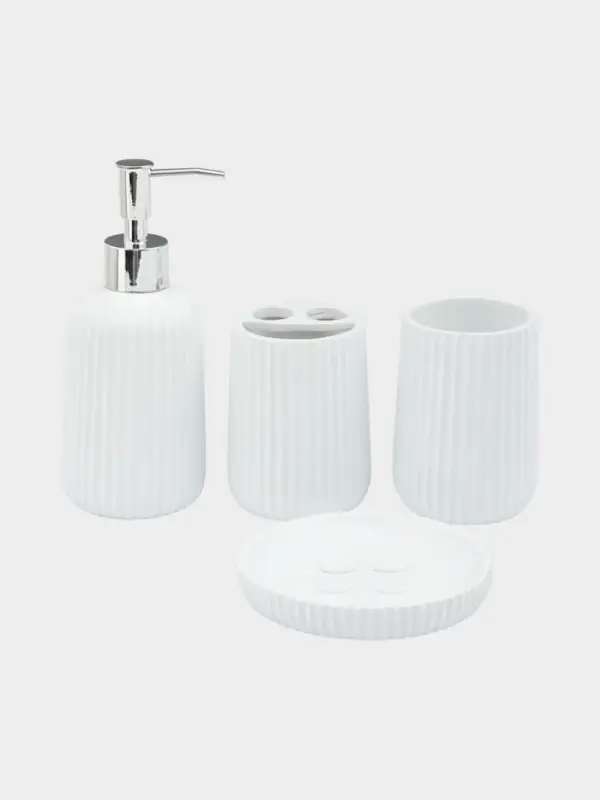 Набор для ванной &laquo;Сияние&raquo;, 4 предмета, дозатор, 2 стакана, мыльница, белый