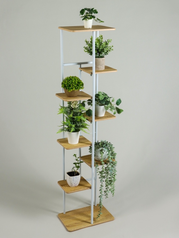 Подставка для цветов Greengo, 8 полок, 36 × 23 × 136 см, напольная, каркас металл, полки МДФ, белая Подставка для цветов Greengo, 8 полок, 36 × 23 × 136 см, напольная, каркас металл, полки МДФ, белая