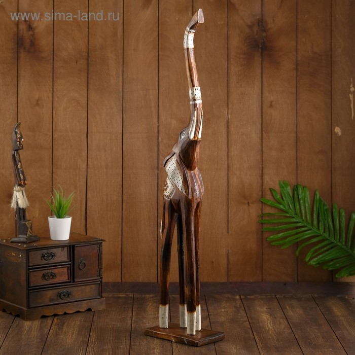 Сувенир дерево Сувенир дерево "Слон с белыми ушками в крапинку" 80х18х10 см