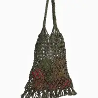 Сумка пляжная, плетёная, клетка 3.5 см, зелёная