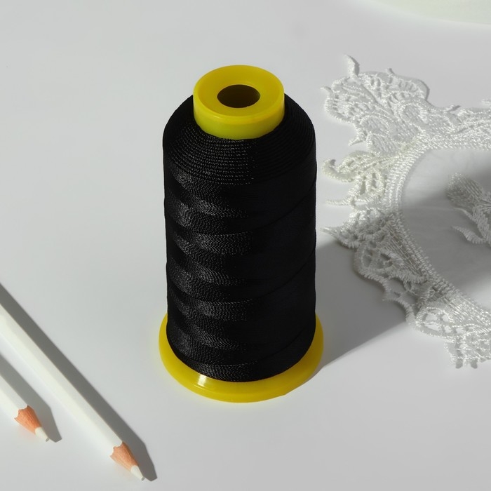 Нитки обувные, 500D/3, 600 м, цвет чёрный Нитки обувные, 500D/3, 600 м, цвет чёрный