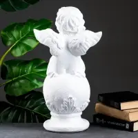 Фигурка гипс &laquo;Ангел со скрипкой улыбчивый&raquo;, белый, 26&times;21&times;46 см