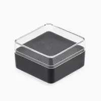 Футляр пластиковый для украшений и значка "Атрибутика", 4,1*4,1*2,4 см, прозрачная с чёрной вставкой