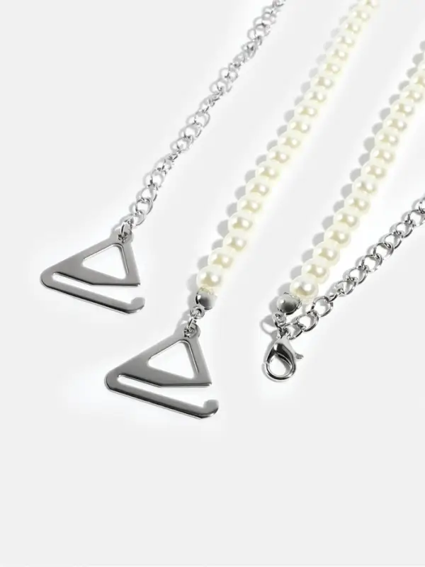 Лямки для бюстгальтера, декоративные с жемчугом, фурнитура металл, 5 мм, 45 см, пара, белые